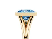 Radiant Cut Bezel Engagement Ring Setting for a Fancy Blue Lab-Grown Diamond | Yellow Gold