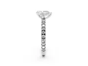 Pear Cut Diamond Pavé Band Solitaire Set in Silver with Prong Setting