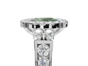 Oval Halo Engagement Ring Setting for a Fancy Green Lab-Grown Diamond | Graduated Channel Band | Sterling Silver