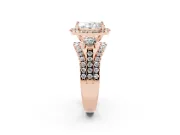 Oval Halo Split Shank Engagement Ring Setting | Round Side Stones | Rose Gold