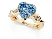 Heart-Shaped Twisted Infinity Engagement Ring Setting for a Fancy Blue Lab-Grown Diamond | Yellow Gold