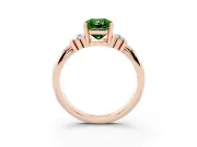Fancy Green Three-Stone Radiant Cut Diamond Channel Set Ring Set in Rose gold with Bar Prongs