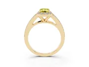 Emerald Cut Halo Engagement Ring Setting for a Fancy Yellow Lab-Grown Diamond | V-Split Pavé Band | Yellow Gold