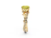 Fancy Yellow Radiant Cut Diamond Pavé Twist Band Solitaire Ring Set in Yellow gold with Prong Setting