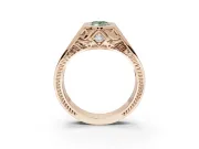 Marquise Vintage Bezel Engagement Ring Setting for a Fancy Green Lab-Grown Diamond | Engraved Band | Rose Gold