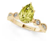 Pear-Shaped Vintage Milgrain Engagement Ring Setting for a Fancy Yellow Lab-Grown Diamond | Bezel Accents | Yellow Gold