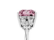 Princess Cut Cluster Accent Engagement Ring Setting for a Fancy Pink Lab-Grown Diamond | Platinum