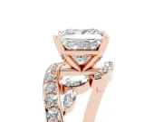 Princess Cut Diamond Solitaire Ring Set in Rose gold with Pavé Twist Band and Secure Prong Setting
