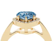 Heart-Shaped Framed Halo Engagement Ring Setting for a Fancy Blue Lab-Grown Diamond | Yellow Gold
