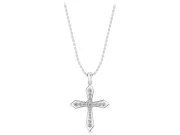 Round Lab-Grown Diamond Vintage Milgrain Cross Pendant Necklace | Pointed Arms | Sterling Silver