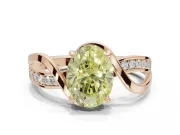 Oval Bypass Solitaire Engagement Ring Setting for a Fancy Yellow Lab-Grown Diamond | Pavé and Plain Strands | Rose Gold