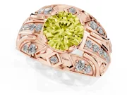 Round Art Deco Graduated Engagement Ring Setting for a Fancy Yellow Lab-Grown Diamond | Rose Gold