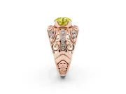 Round Art Deco Graduated Engagement Ring Setting for a Fancy Yellow Lab-Grown Diamond | Rose Gold