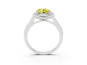Round Petal Tip Halo Engagement Ring Setting for a Fancy Yellow Lab-Grown Diamond | Pavé Band | Sterling Silver