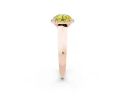 Fancy Yellow Round Cut Diamond Halo Ring Set in Rose gold with Cathedral Band and Prong Setting