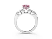 Round 5 Stone Engagement Ring Setting for a Fancy Pink Lab-Grown Diamond | White Gold