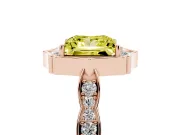 Princess Cut Vintage Scalloped Halo Engagement Ring Setting for a Fancy Yellow Lab-Grown Diamond | Pave Band | Rose Gold