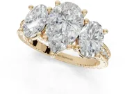 Pear-Shaped Vintage Three Stone Engagement Ring Setting | Graduated Pavé | Yellow Gold