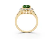 Princess Cut Graduated Milgrain Halo Engagement Ring Setting for a Fancy Green Lab-Grown Diamond | Yellow Gold