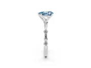 Fancy Blue Pear Cut Diamond Solitaire Ring Set in Silver with Bezel Set Side Stones and Prong Setting