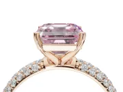 Asscher Cut Domed Pavé Engagement Ring Setting for a Fancy Pink Lab-Grown Diamond | Rose Gold