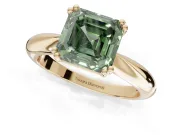 Princess Cut Tapered Solitaire Engagement Ring Setting for a Fancy Green Lab-Grown Diamond | Yellow Gold