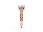 Princess Cut Vintage Hidden Halo Engagement Ring Setting | Milgrain Pave Band | Rose Gold