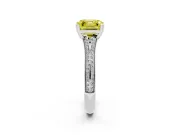 Asscher Cut Split Shank Engagement Ring Setting for a Fancy Yellow Lab-Grown Diamond | Pave Band | Sterling Silver