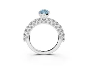 Fancy Blue Marquise Cut Diamond Solitaire Ring Set in Platinum with Shared Prong Pavé Band