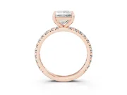 Princess Cut Diamond Pavé Solitaire Ring Set in Rose gold with Round Band and Prong Setting