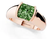 Princess Cut Half Bezel Solitaire Engagement Ring Setting for a Fancy Green Lab-Grown Diamond | Wide Band | Rose Gold
