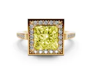 Princess Cut Halo Engagement Ring Setting for a Fancy Yellow Lab-Grown Diamond | Polished Halo Rim | Yellow Gold