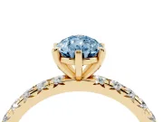 Pear-Shaped Pavé Engagement Ring Setting for a Fancy Blue Lab-Grown Diamond | Yellow Gold