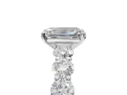 Emerald Cut Side Stone Engagement Ring Setting | Scalloped Prong Accents | Sterling Silver