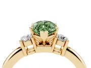 Fancy Green Three-Stone Marquise Cut Diamond Ring Set in Yellow gold with Prong Setting and Plain Band