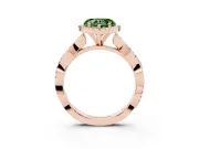 Fancy Green Heart Cut Diamond Halo Twisted Band Ring Set in Rose gold with Prong Setting