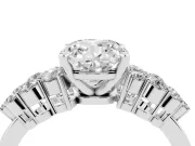 Cushion Cut Diamond Cluster Engagement Ring Set in White gold with Pavé Band and Prong Setting