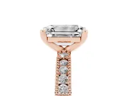 Emerald Cut Vintage Pavé Solitaire Engagement Ring Setting | Milgrain Edges | Rose Gold