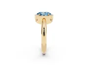 Oval Halo Engagement Ring Setting for a Fancy Blue Lab-Grown Diamond | Plain Band | Yellow Gold