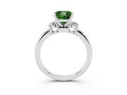 Princess Cut Three Stone Engagement Ring Setting for a Fancy Green Lab-Grown Diamond | Round Side Stones | White Gold