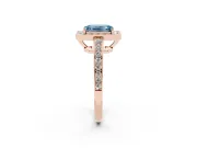 Emerald Cut Framed Halo Engagement Ring Setting for a Fancy Blue Lab-Grown Diamond | Rose Gold