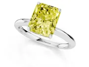 Radiant Cut Hidden Halo Engagement Ring Setting for a Fancy Yellow Lab-Grown Diamond | Plain Band | Sterling Silver