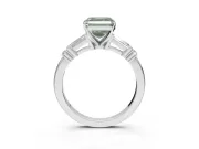 Asscher Cut Tapered Baguette Engagement Ring Setting for a Fancy Green Lab-Grown Diamond | Sterling Silver