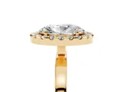 Oval Thin Halo Engagement Ring Setting | Plain Polished Band | Yellow Gold