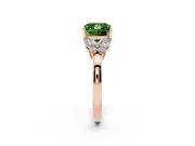 Fancy Green Princess Cut Diamond Solitaire Floral Ring Set in Rose gold with Marquise Petals and Prong Setting