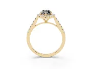 Marquise Halo Engagement Ring Setting for a Black Center | Pavé Shoulders | Yellow Gold