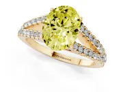 Oval Graduated Split Shank Engagement Ring Setting for a Fancy Yellow Lab-Grown Diamond | Yellow Gold