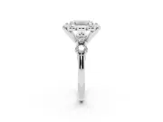 Emerald Cut Floral Engagement Ring Setting | Petal Frame and Side Stones | Sterling Silver