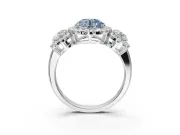 Round Three Stone Halo Engagement Ring Setting for a Fancy Blue Lab-Grown Diamond | Platinum