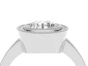 Round Cut Diamond Halo Engagement Ring Set in Silver with Pavé Band and Round Halo Stones